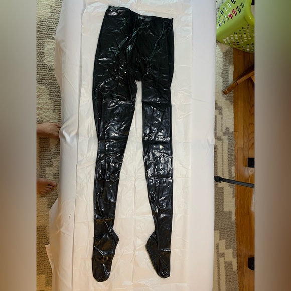 Libidex Fetish Black Latex Classic Tights with Feet Size Women’s XL - Picture 2 of 8